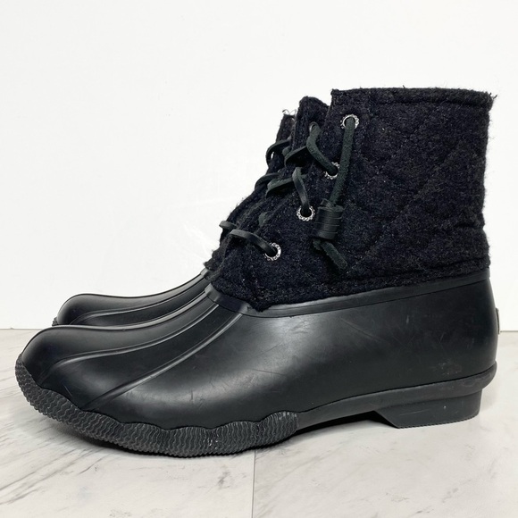 Sperry Saltwater Waterproof Black Duck Boot 6 1/2 M - Picture 1 of 16
